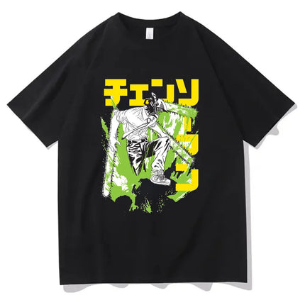 Chainsaw Man cotton shirt teen University graphic Grunge Retro t-shirt Classic Punk 2000s Trendy