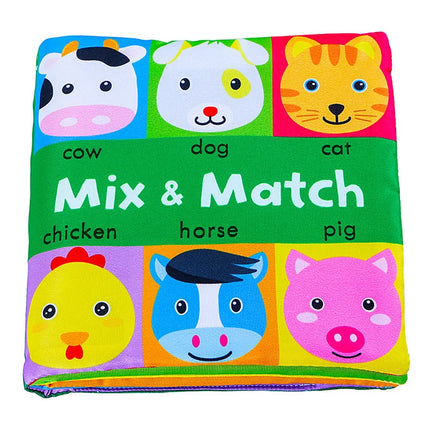Baby Soft Crinkle Cloth Book Cartoon Face Animal Matching Toy For Toddlers Early Education Cloth Book For Newborn Toddlers