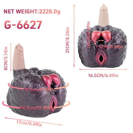 SHAZ 2.1kg Heavy Masturbation Cup, Medical-grade Liquid Silicone, Two Channel Onahole Stroker Male Masturbator Adult Toy for Men