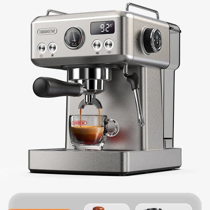 HiBREW 20Bar Semi Automatic Espresso Coffee Machine Temperature Adjustable 58mm Portafilter Cold/Hot Coffee Maker Metal CaseH10A
