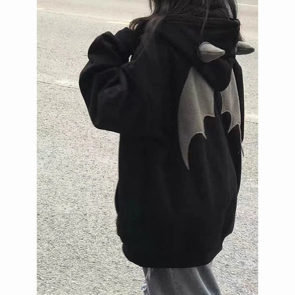 Hoodies Devil Women Men Dark Style Vintage Harajuku Hoody Zip Up Sweatshirt Hip Hop Streetwear Y2k Aesthetic Grunge Cardigan