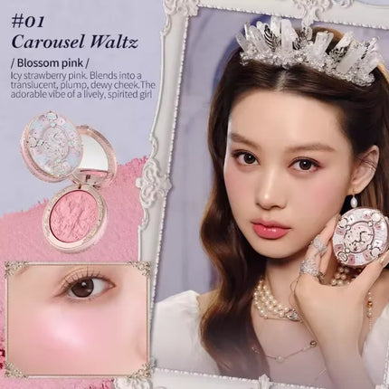Flower Knows Bunny Garden Collection Embossed Blush Palette Long Lasting Waterproof Face Blusher Powder Matte Finish