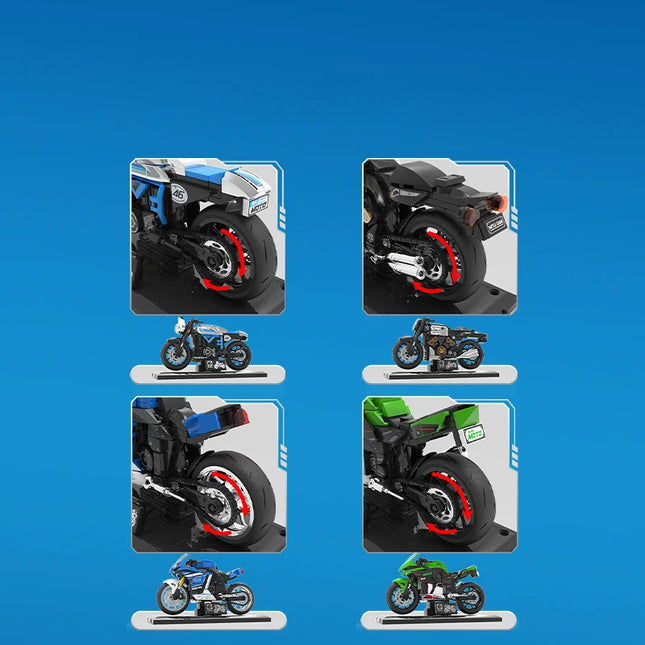 Technical Motorcycle Scrambler Cafe Racer V-max R1 NINJA ZX-10R Model Sets Building Block Motor Bricks Toys Collection For Gifts