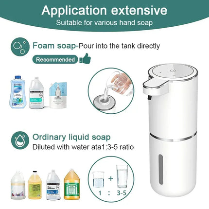 Automatic Soap Dispenser Liquid Foam Touchless Soap Dispenser 380ML USB Rechargeable 4 Level Adjustable Hand Sanitizer