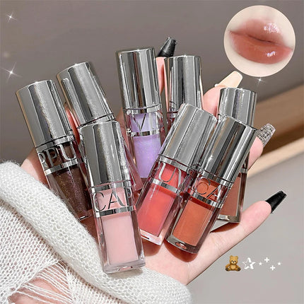 Cappuvini Peach Jelly Water Light Glass Gloss Lip Gloss Lasting Non-stick Waterproof Lip Plumping Moisturizing Lipgloss Makeup