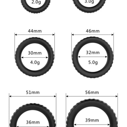 Adult products for men, silicone delay ring, 6-piece set, penis ring, lock ring, penis bondage ring, fun ring