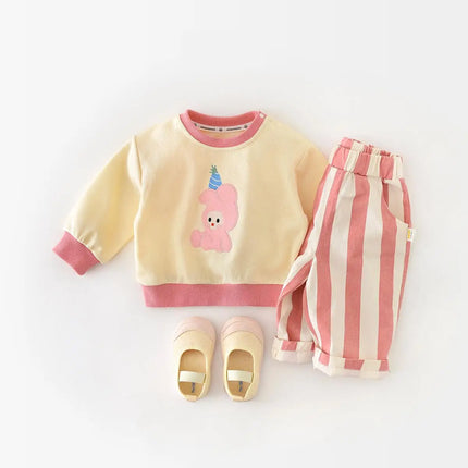 Spring Autumn Children Loose Striped Casual Pants Baby Pockets boys girls Pants Kids Outdoor Cotton Trousers Toddler Costume