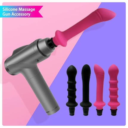 1 Pc Threaded Silicone Fascia Gun Massage Head With 3 Sizes Of Connectors, 12-13mm/15-16mm/18-19mm, Fascia Gun Massage dildo
