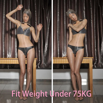 1D glossy full body tight fitting stockings with protective cover, headband or high collar, suitable for men's and women's jumps