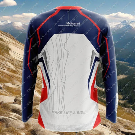 For BMW Motorrad Long Sleeve T-Shirt Motorsport Racing Motorcycle Riding Travel Quick Dry Mens White Summer Anti-UV Jerseys