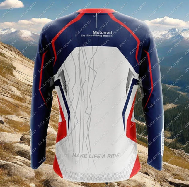 For BMW Motorrad Long Sleeve T-Shirt Motorsport Racing Motorcycle Riding Travel Quick Dry Mens White Summer Anti-UV Jerseys