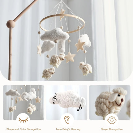 Baby Mobile Toy Wooden 0-12 Months Rattle Toy Baby Crib Mobile Toy Teddy Plush Alpaca Crib Bell Hanging Toy Baby Crib Bracket