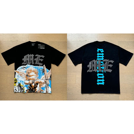 Fashion Brand MIXED EMOTION T-shirts Men Women Couple Streetwear Angel Print Summer Top Tee Round Neck Short Sleeve