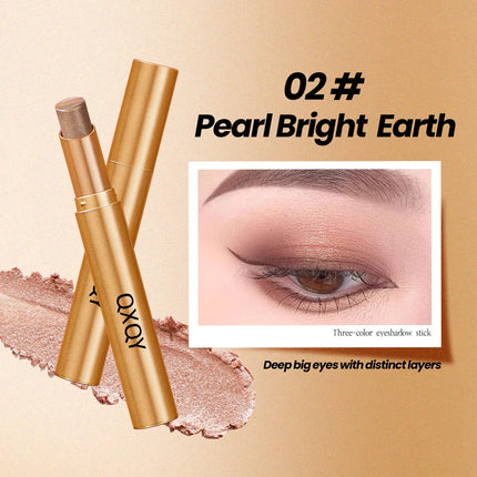 Three-Color Glitter Eyeshadow Stick Matte Long-Lasting Easy to Color Eye Makeup Stick for Effortless Look Enhancement