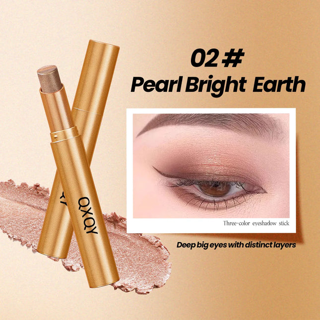 Three-Color Glitter Eyeshadow Stick Matte Long-Lasting Easy to Color Eye Makeup Stick for Effortless Look Enhancement