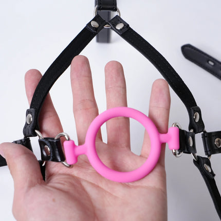 PU Leather Head Harness Mouth Mask Breathe Ball Bondage Restraint Mouth Gag Mask Cosplay Sex Toys For Couple Sex Product