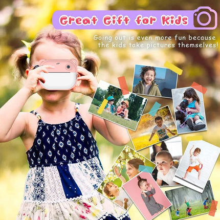 Kids Camera Instant Print Photo, Portable Thermal Printing Camera Toy with HD Digital Video, for 3-12 Years Old Boys Girls