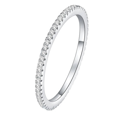 BAMOER White Gold Plated Solid 925 Sterling Silver CZ Simulated Diamond Stackable Ring Eternity Bands for Women