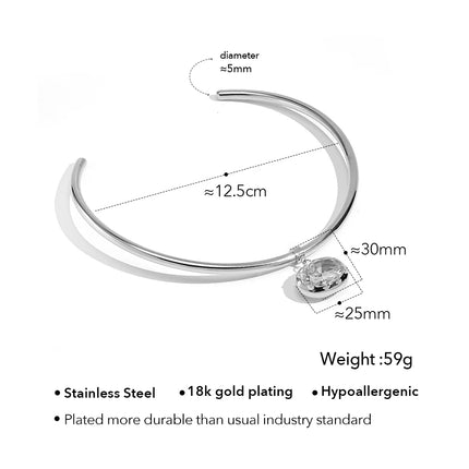 ENFASHION Para Mujer Oval Crystal Pendant Collar For Women's Stainless steel 18K Plated Gold High Street Fashion Jewelry P253622