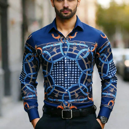 Men's Plus Size XS-6XL Long Sleeve Collar Shirt Colorful Baroque Pattern 3D Printed Shirt Hawaiian Vacation Social Mens Clothing