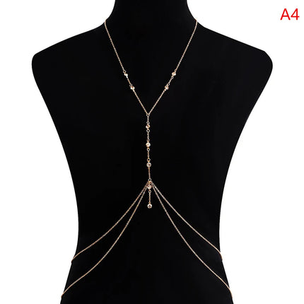 Metal Body Bust Chain Jewelry For Women Sexy Bikini Ladies Breast Crystal Breast Chain Necklace Decoration Summer Body Jewelry