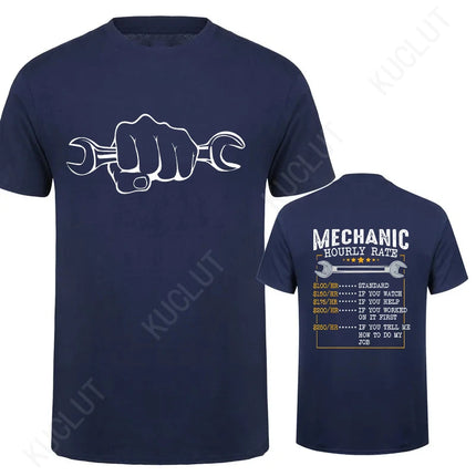 Men's T-Shirt Tops Mechanic Hourly Rate Unique Tee Shirt Male T-shirt Car Fix Engineer Graphic Design T-Shirt Clothing Gift Idea
