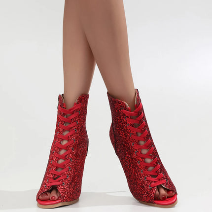 2023 New Fashion Women Heels  Lace-up Boot Stilettos Jazz Dance Lady Shoes For Latin Dancing Outdoor Sexy Stilettos Plus Size