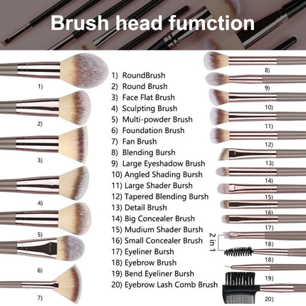 3-20PCS Makeup Brushes  Soft Fluffy Makeup Brush Set  Cosmetic Tools for Foundation Powder Eyeshadow Kabuki Blending Beauty Tool