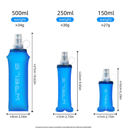 WRELS Folding Collapsible Water Bottle Running Water Bottle Soft Flask TPU BPA-Free Camping Hiking Travel Folding Water Bottle