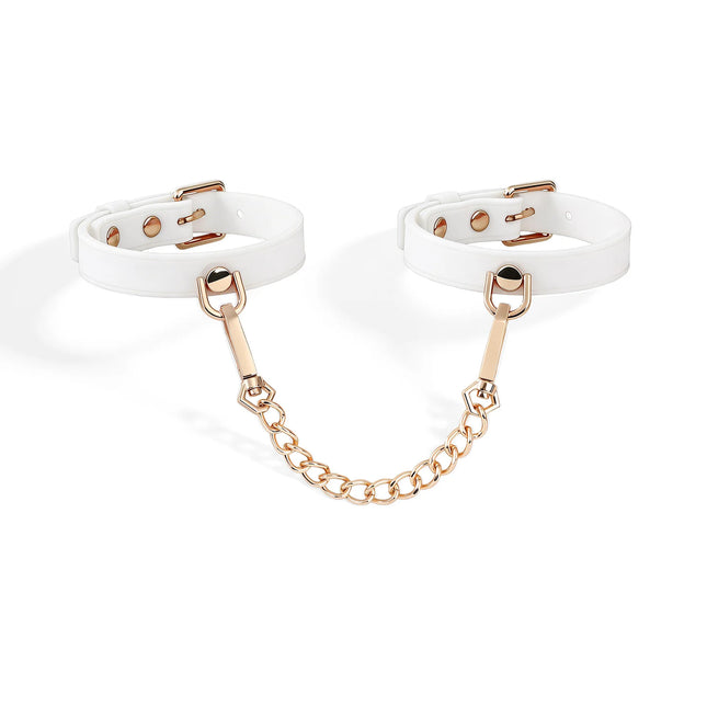 Soft Silicone Handcuffs Ankle Cuffs Set Gold Chain BDSM Bondage Restraints Slave Role Play Adult Sex Toy for Women Men Couples