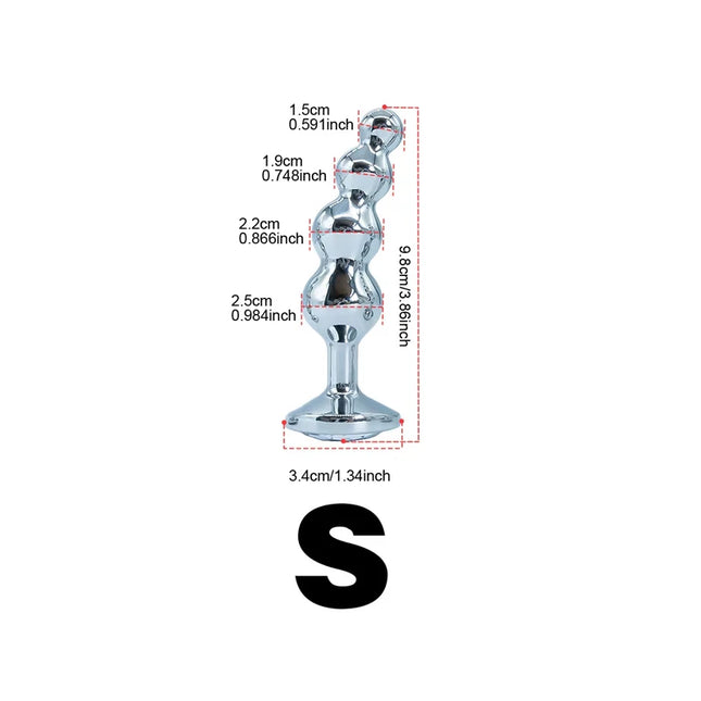 2 sizes four-ball metal pull bead anal plug gem base anal plug G-spot massage sexual health adult sex sex toys