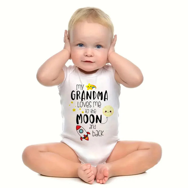 MY GRANDMA LOVES ME TO THE MOON AND BACK Funny Newborn Onesies Cute Baby Girl Boy Clothes High Quality Infant Bodysuit
