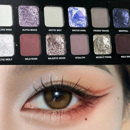 12 Colors Metallic Eyeshadow Palette Pearl Matte Sparkling Shimmer Blue Eye Shadow Highlighter Brighten Glitter Halloween Makeup