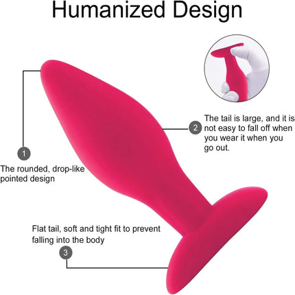 Anal Butt Plug Training Sets 3Pcs Silicone Sex Toys Anal Butt Plugs Trainer Kit Anal Sex Toys for Men Women Couple Beginners