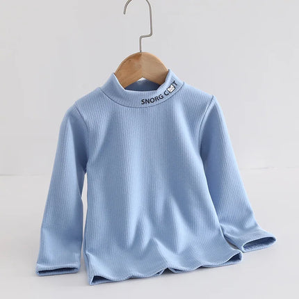 2025 New Children's Warm Base Shirt, Children's Mid Neck Honeycomb Top, Men's and Women's Winter Half High Neck Top