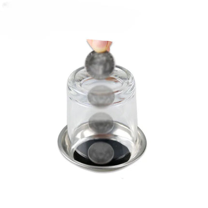1 Pieces Coin Penetration Magic Tricks Quality Stretch Coins Thru Glass Cup Bottom Into Cup Black Hole Magic Props Illusion