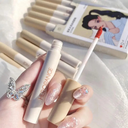 5PCS/set Lipstick Matte Water Light Lip Glaze Cigarette Case Non-stick Cup Long Lasting Lip Gloss Korea Lips Makeup Cosmetic