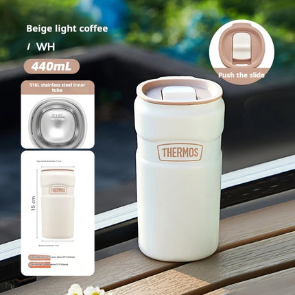 THERMOS 440ml Food-Grade 316L Steel Tumbler,6H Heat Retention Thermos for Office Commute,Leakproof Portable Coffee Mug, BPA Free