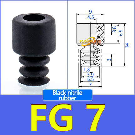 5Pcs FG Series Corrugated vacuum suction cup Imported silicone and nitrile rubber materials FG-3/7/9/12/14