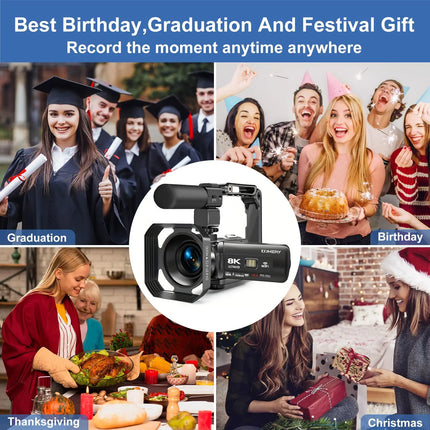 Night Vision Infrared 8K Camcorder 18X 64MP Digital Video Camera Vlog Recorder WIFI Livestream Webcam 3.0" Rotate Touch Screen