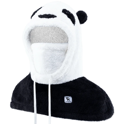 Qunature Parent-child Panda Ski Headgear Balaclava Soft Thermal Fleece Full Face Mask Winter Keep Warm Hood Scarf Neck Collar