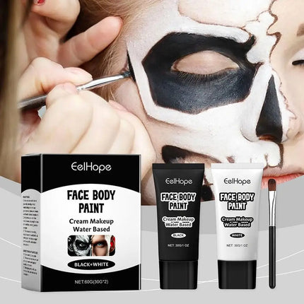 Halloween Black And White Makeup Foundation Cream Concealer White Halloween Zombie Cosplay Face Make-Up 1set Cream Face H4V0