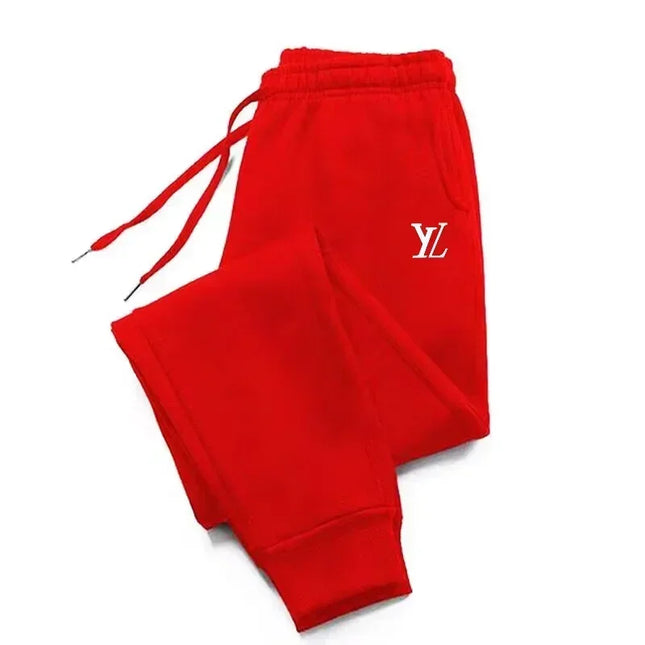 Korean men's luxury printed sports pants warm jogging pants set men's outdoor pants new autumn and winter pants