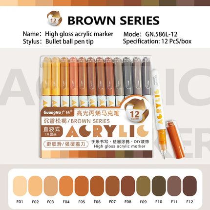 Guangna 168/72 Colors High Gloss Acrylic Marker Pen Set,Hard Headed Drawing Pens,Professional-Grade Paint Pen for DIY Graffiti
