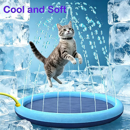 65/100CM Thickened Cat Spray Water Play Mat Dog Playmat Letter Dolphin Theme Pet Sensory Playing Crawling Induction Toy