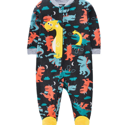 Newborn Baby Rompers Autumn Winter Zipper Fleece Sleepsuit Clothes Cute Fox Animal Footed Warm Baby Pajamas Babe Jumpsuit 0-12M