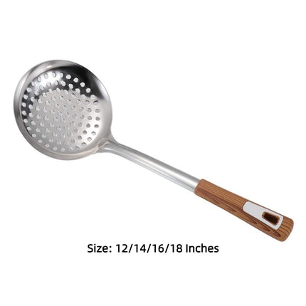 Thickened Stainless Steel Colander Filter Spoon Multifunctional Oval Oil Skimmer Scoop Long Handle Ramen Scoop Kitchen Utensils