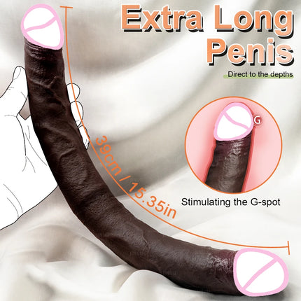 Double Head Realistic Silicone Dildo Long Anal Plug Vaginal Stimulator for Lesbian Couples And Gay Men Liquid Silicone Sex Toy