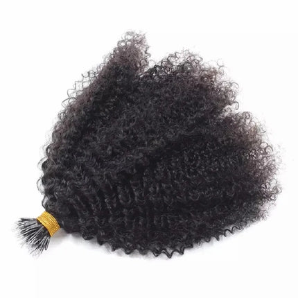 Afro Kinky Curly Brazilian Nano Ring Human Hair 100g=100 Strands 10-28" Hair Extensions Curly Human Hair Weave For Women