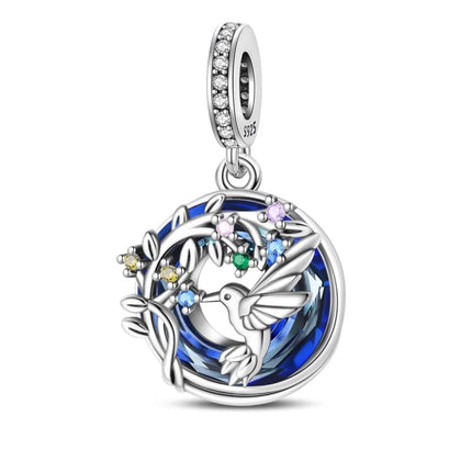 100% 925 Sterling Silver Blue Crystal Life Tree Angel Star Moon Pendants Charms Fit Qikaola 925 Original Bracelets DIY Jewelry
